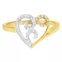 10K Two-Toned Gold 1/6ct TDW Diamond Heart Shape Cluster Ring (H-I, I1-I2) Choice of size