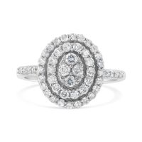 .925 Sterling Silver 1.0 Cttw Round-Cut Diamond Cluster Ring (I-J Color, I3 Clarity) - Choice of size