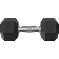 Tru Grit - 90-lb Hex Rubber Coated Dumbbell - Black/Silver
