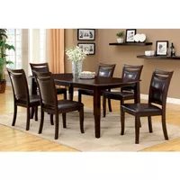 Transitional Wood 7-Piece Dining Set in Dark Cherry and Espresso
