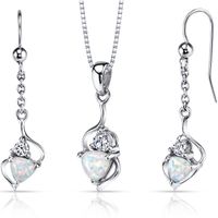Oravo Sterling Silver 2ct TGW Created Opal Trillion Jewelry Set - 2.00 ct Created Opal