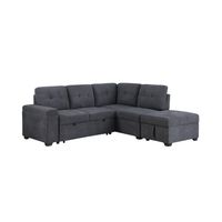 Woven Fabric Sleeper Sofa with Storage Ottoman and Storage Arm - Dark Gray