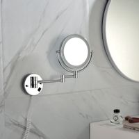 8 Inch LED Wall Mount Two-Sided Magnifying Makeup Vanity Mirror - Silver - 13.5*9*8 - Silver