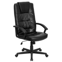 Black Leather High Back Executive Office Chair - Black
