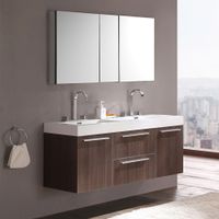 Fresca Opulento Gray Oak Modern Double Sink Bathroom Vanity w/ Medicine Cabinet - Gray Oak