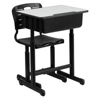 Adjustable Height Student Desk and Chair - Black, Natural