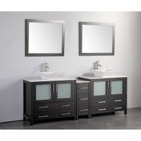 Vanity Art 84 Inch Double Sink Bathroom Vanity Set With Ceramic Top With One Set of Drawers - Espresso