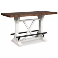 White/Brown Valebeck Rectangular Dining Room Counter Table