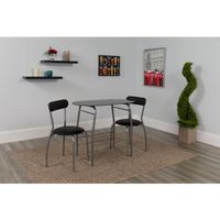 Sutton 3-piece Space-saver Bistro Set with Glass Top Table - Black