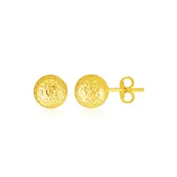 14k Yellow Gold Ball Earrings with Cryst...