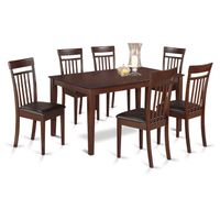 CAP7S-MAH 7-piece Dining Room Set for 6 - Wood Seat