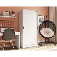 Copper Grove Caddo Customizable Solid Wood Wardrobe with Two Sliding Doors - White