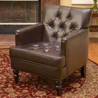 Malone Brown Leather Club Chair by Christopher Knight Home - Brown