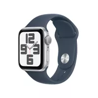 Apple Watch SE GPS 44mm Silver Aluminum Case with Storm Blue Sport Band - S/M
