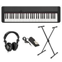 Casio Casiotone CT-S1 61-Key Piano Style Portable Keyboard, Black - Bundle With Keyboard Stand, H&A Studio Monitor Headphones, Sustain Pedal
