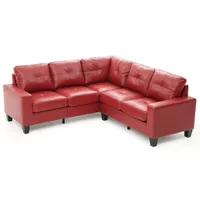 Newbury Faux Leather Sectional Sofa - Red