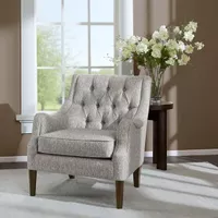 Grey Qwen Button Tufted Accent Chair