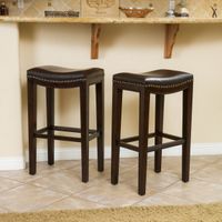 Avondale Brown Bonded Leather Backless Bar Stool (Set of 2) by Christopher Knight Home - Brown
