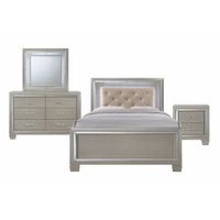 Silver Orchid Odette Glamour Youth Full Platform 4-piece Bedroom Set - Champagne - Full