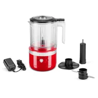 KitchenAid Cordless 5-Cup Food Chopper with Multi-Purpose Blade and Whisk Accessory in Passion Red