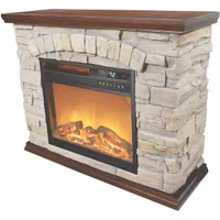 Large Square Infrared Faux Stone Fireplace