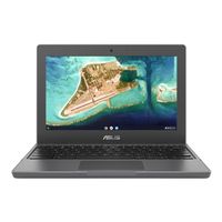 11.6" Celeron 4G 32G CRM OS"ASUS Chromebook  Dark Grey  No Touch Screen - 11.6"" HD (1366x768) 16:9  Anti-Glare  220nits Intel Celeron N5100 Processor 1.1 GHz (4M Cache  up to 2.8 GHz  4 cores) 4G LPDDR4X on board Intel UHD Graphics  32G eMMC  No Optical Drive  Chrome OS  Wi-Fi 6(802.11ax)+BT5.2 (Dual band) 2x2 720p HD camera Bluetooth 5.2  Chiclet Keyboard  47WHrs  2S1P  2-cell Li-ion N 1YR International/Eligible for 1YR free Domestic ADP upon registration with 1-way free shipping/2-way FREE shipping for standard hardware warranty repair 2x USB 3.2 Gen 1 Type-A//2x USB 3.2 Gen 1 Type-C support display / power delivery 1x 3.5mm Combo Audio Jack//Micro SD card reader  Micro SD  180 Degree Hinge  Ruggedized  120cm Drop Test  Rubber Bumper  Easy-Grip  Reinforced IO ports  1.5mm Travel Distance / Tamper-resistant / 330cc Spill-resistant keyboard  US MIL-STD 810H standards  ASUS Antibacterial Guard on C part  TUV Rheinland Certified low blue light Display.