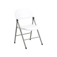Offex HERCULES Series 330 lb Capacity White Plastic Folding Chair with Grey Frame - Gray, White