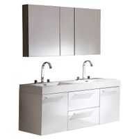 Fresca Opulento Gray Oak Modern Double Sink Bathroom Vanity w/ Medicine Cabinet - White