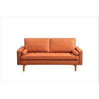 Rumaisa 69.7'' Vegan Leather Square Arm Sofa - Red Orange