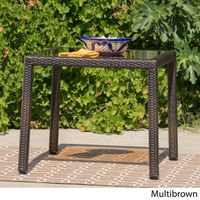 San Pico Outdoor Wicker Square Dining Table by Christopher Knight Home - Multi-Brown with Textured Beige