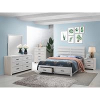Coaster Furniture Brantford Coastal White Rustic Storage Bedroom Set - Queen - 4 Piece