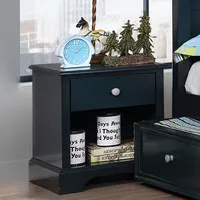 Transitional Solid Wood 1-Drawer Kids Nightstand in Blue
