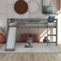 Merax Twin Loft Bed with Slide, Ladder - Grey