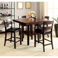 Belerd Contemporary Brown Cherry Wood 5-Piece Counter Height Dining Set by Furniture of America - Brown Cherry