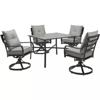 Lavallette 5pc: 4 Swivel Dining Chairs and Square Glass Table