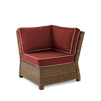 Crosley Furniture Bradenton Outdoor Wicker Sectional Corner Chair with Sangria Cushions