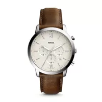 Fossil - Mens Neutra Chronograph Brown Leather Watch White Dial