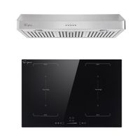 2 Piece Kitchen Appliances Packages Including 30" Induction Cooktop and 30" Under Cabinet Range Hood - Black