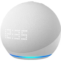 Amazon - Echo Dot with Clock (5th Gen, 2022 Release) Smart Speaker with Alexa - Glacier White