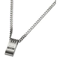 Caseti Kew Stainless Steel and Black Crystal Pendant with Chain - Silver, Black