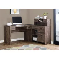 Computer Desk/ Home Office/ Corner/ Left/ Right Set-up/ Storage Drawers/ L Shape/ Work/ Laptop/ Laminate/ Brown/ Contemporary/ Modern