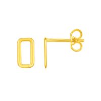 14k Yellow Gold Post Earrings with Open Rectangles