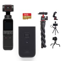 DJI Pocket 2 Gimbal Camera - Bundle with DJI Pocket 2 Do-It-All Handle, 128GB MicroSD Card, Flexible Tripod