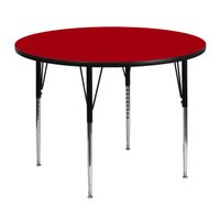 48'' Round Thermal Laminate Activity Table - Adjustable Legs - Red