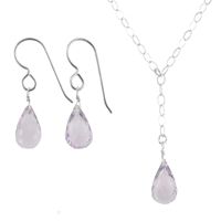 Ashanti Sterling Silver Pink Amethyst Gemstone Handmade Earrings and Necklace Set (Sri Lanka) - Pink amethyst