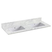47.5-in. W X 18.25-in. D Quartz Top With Backsplash In Bianca Carara Color For 1 Hole Faucet - White UM Sink