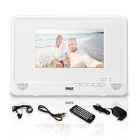 Portable Waterproof Multimedia Disc Player - 7in Screen White Digital Music Audio Video Player w/ Dual Stereo Speakers, CD DVD Tray, RCA, USB, Rechargeable Battery, Headphones, Remote - Pyle PLMRDV74
