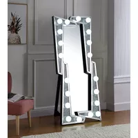 ACME Noralie Floor Mirror, Mirrored & Faux Diamonds