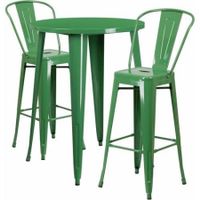 Flash Furniture 30" Round Metal Indoor-Outdoor Bar Table Set with 2 Cafe Barstools, Multiple Colors