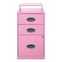 OSP Home Furnishings - 3 Drawer Locking Metal File Cabinet with Top Shelf - Pink